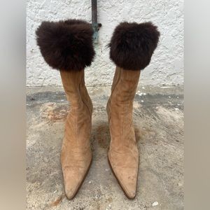 CARLOS SANTANA Suede and fur boots size 9